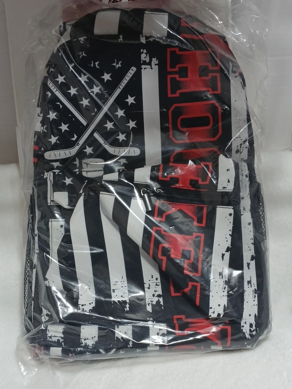 Kosues Ice Hockey American Flag Laptop Backpack NWOT